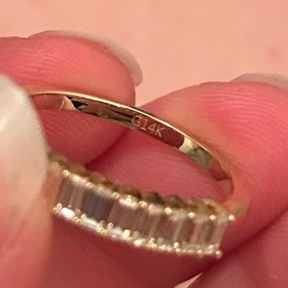 emerald cut half eternity band Moissanite ring - Picture 7 of 7